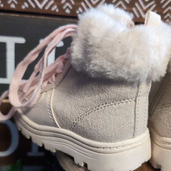 Carter's Kids Sparkle Boots with Pink Laces and Fur - Picture 7 of 13